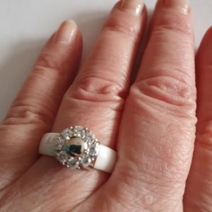 Beautiful white  ring and silver  stones